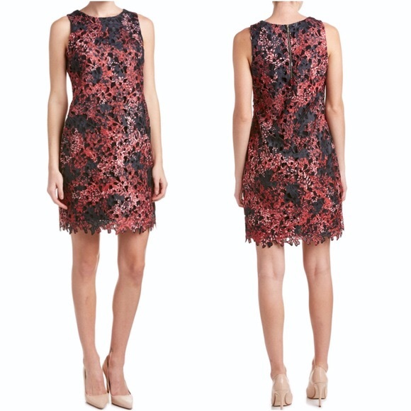 NWT VINCE CAMUTO Floral Lace Black Dress Sz 2 - Picture 3 of 8